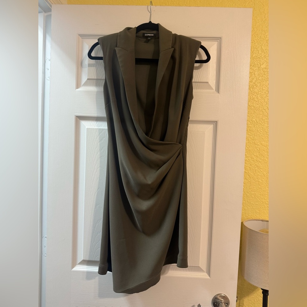 Express Asymmetrical Olive Green Dress